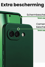 BASEY. BASEY. Google Pixel 10a Hoesje Siliconen Met 2x Screenprotector - Donkergroen