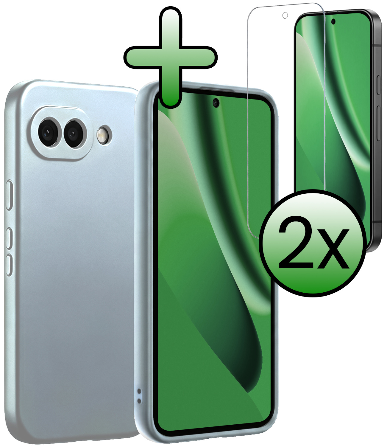 BASEY. BASEY. Google Pixel 10a Hoesje Siliconen Met 2x Screenprotector - Lichtblauw