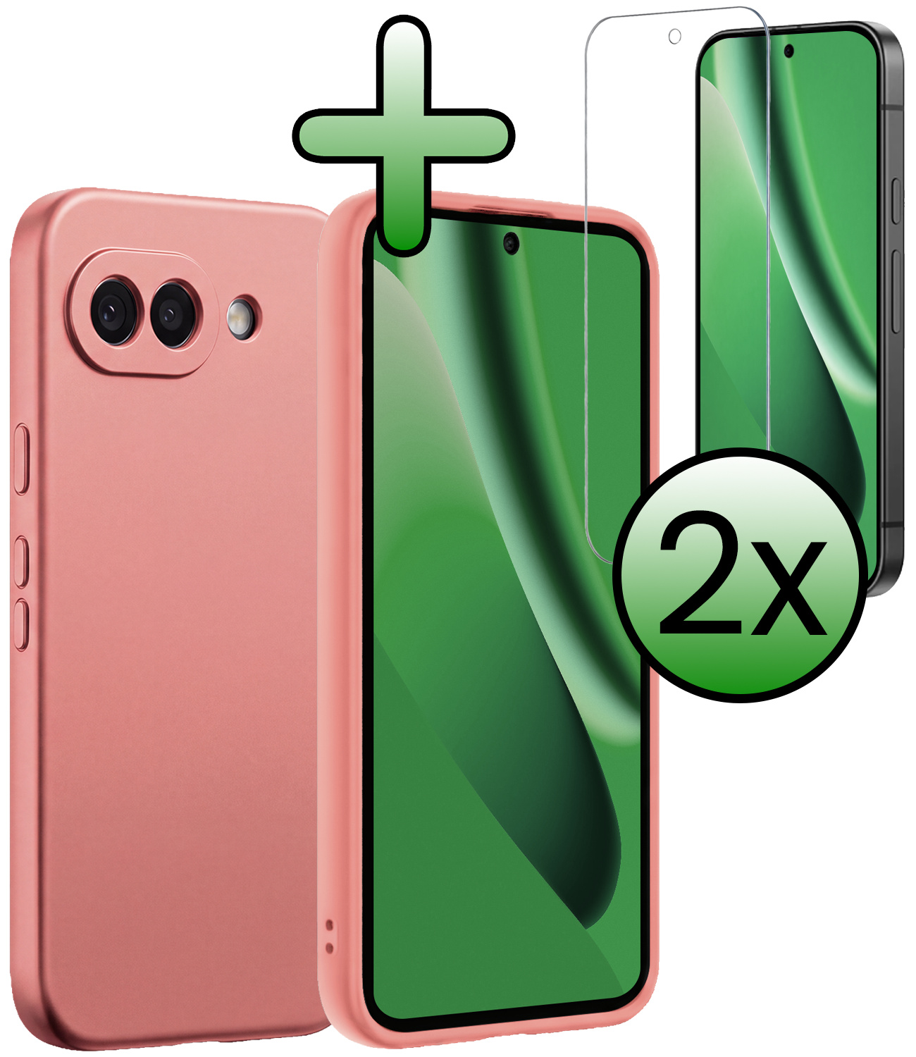 BASEY. BASEY. Google Pixel 10a Hoesje Siliconen Met 2x Screenprotector - Lichtroze