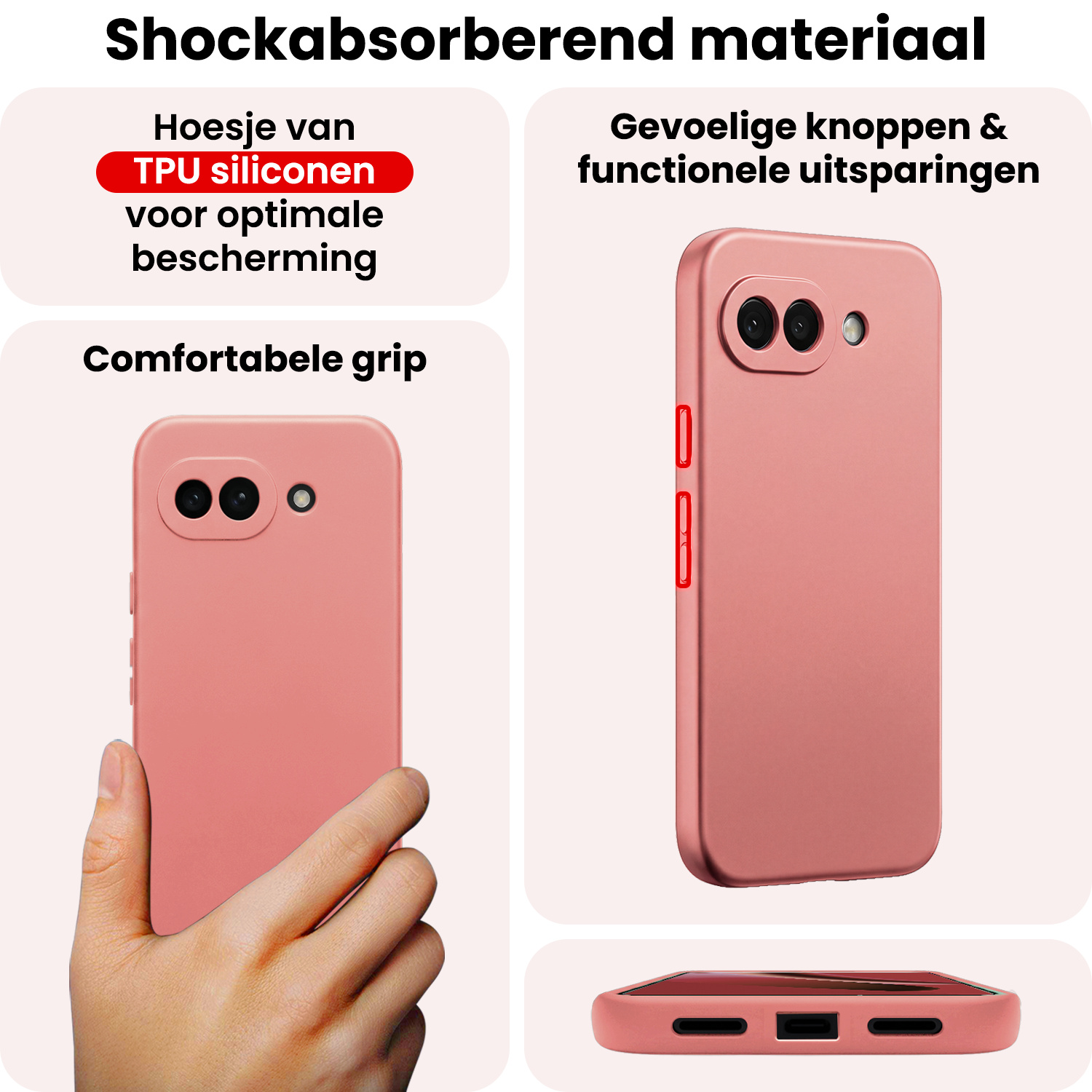 NoXx NoXx Google Pixel 10a Hoesje Siliconen - Lichtroze