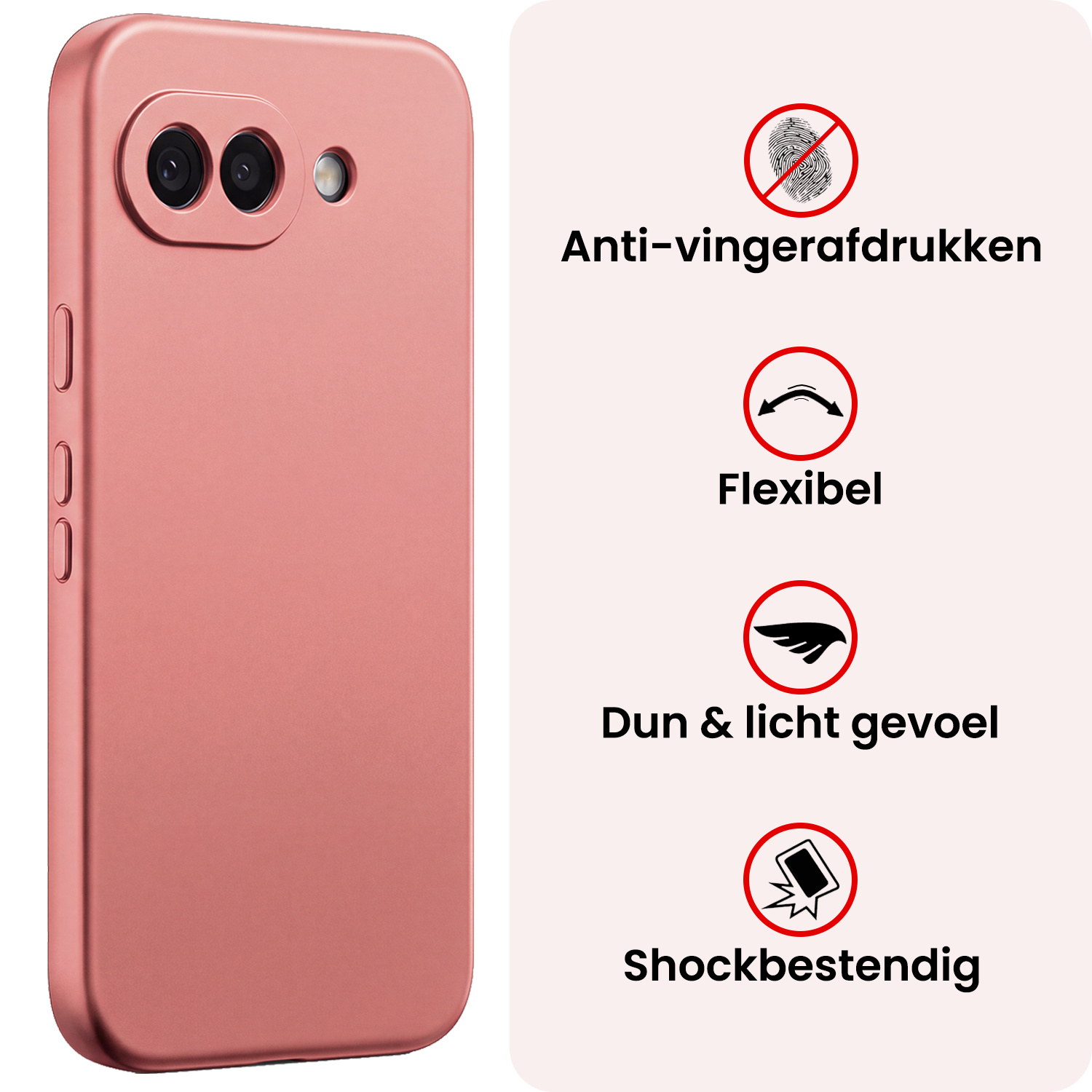 NoXx NoXx Google Pixel 10a Hoesje Siliconen - Lichtroze - 2 PACK
