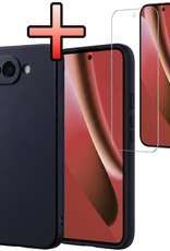 NoXx NoXx Google Pixel 10a Hoesje Siliconen Met Screenprotector - Donkerblauw