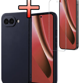 NoXx NoXx Google Pixel 10a Hoesje Siliconen Met Screenprotector - Donkerblauw