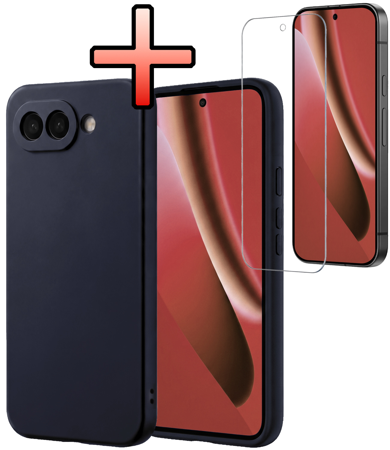 NoXx NoXx Google Pixel 10a Hoesje Siliconen Met Screenprotector - Donkerblauw