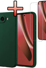 NoXx NoXx Google Pixel 10a Hoesje Siliconen Met Screenprotector - Donkergroen