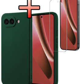 NoXx NoXx Google Pixel 10a Hoesje Siliconen Met Screenprotector - Donkergroen