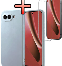 NoXx NoXx Google Pixel 10a Hoesje Siliconen Met Screenprotector - Lichtblauw