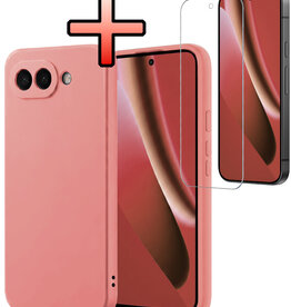 NoXx NoXx Google Pixel 10a Hoesje Siliconen Met Screenprotector - Lichtroze