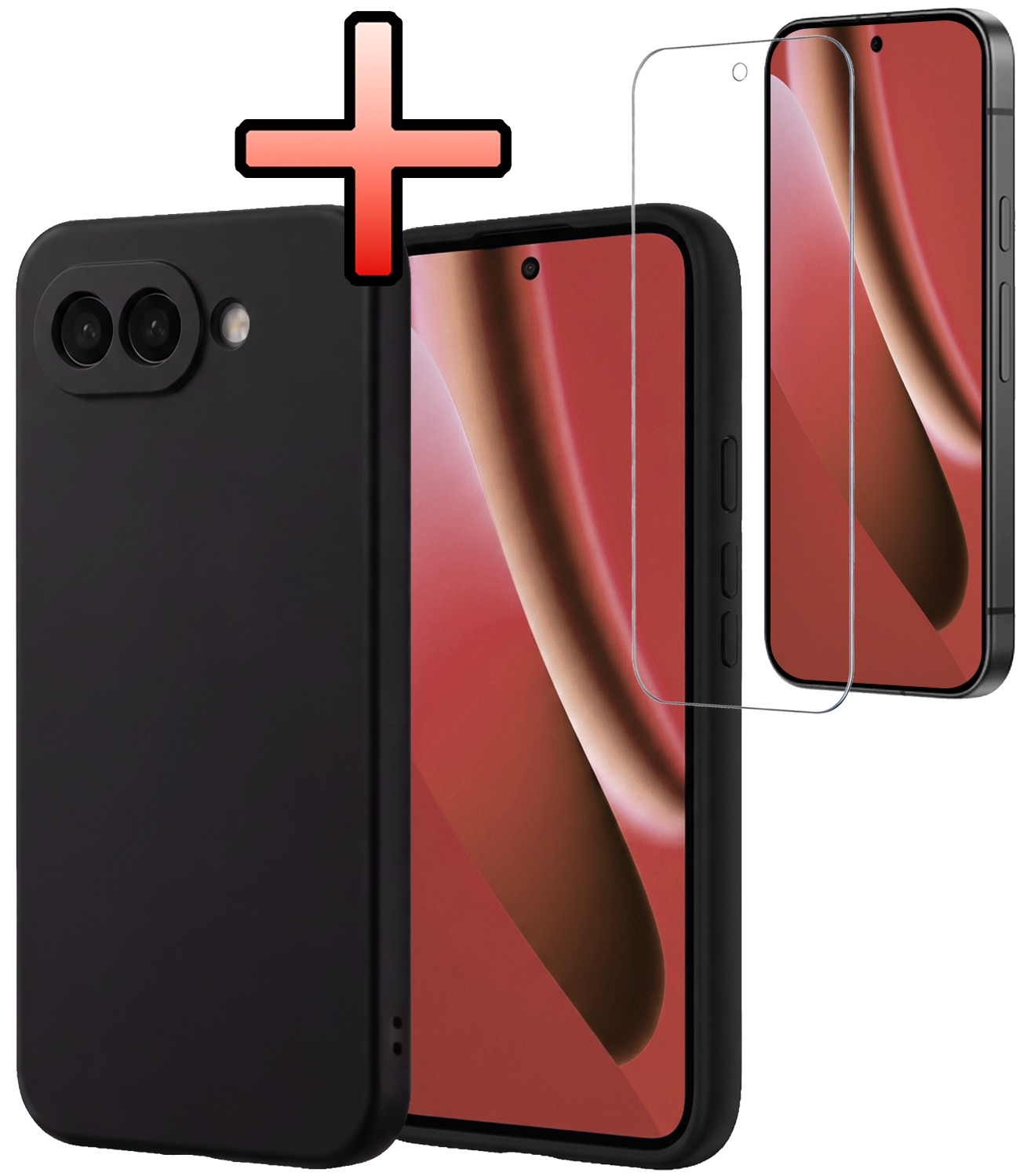 NoXx NoXx Google Pixel 10a Hoesje Siliconen Met Screenprotector - Zwart