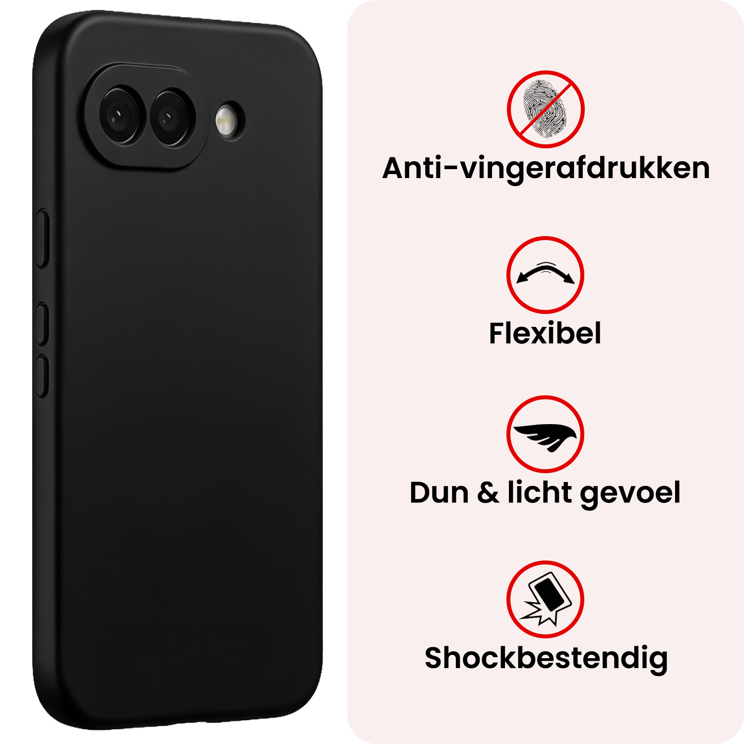 NoXx NoXx Google Pixel 10a Hoesje Siliconen Met Screenprotector - Zwart