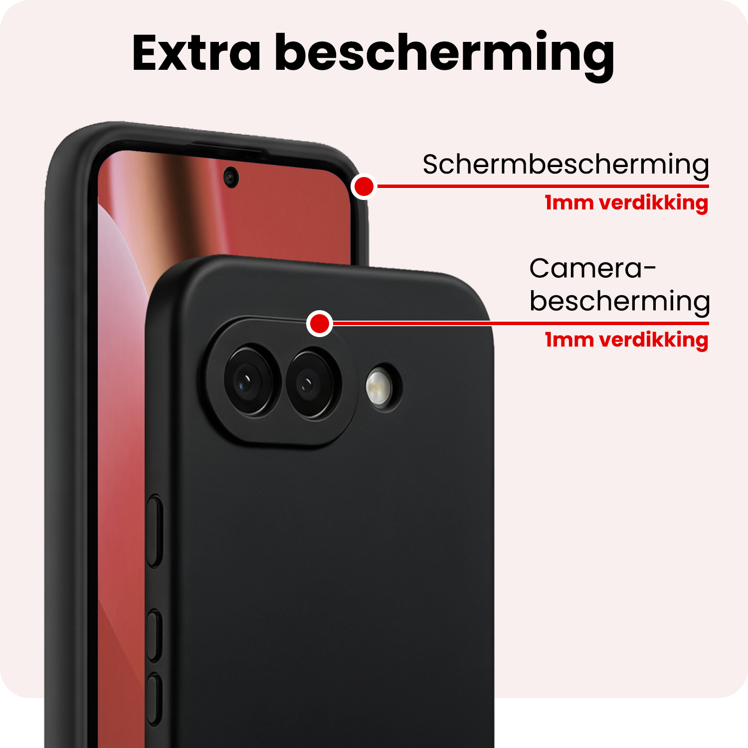 NoXx NoXx Google Pixel 10a Hoesje Siliconen Met Screenprotector - Zwart