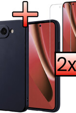 NoXx NoXx Google Pixel 10a Hoesje Siliconen Met 2x Screenprotector - Donkerblauw