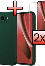 NoXx NoXx Google Pixel 10a Hoesje Siliconen Met 2x Screenprotector - Donkergroen