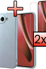 NoXx NoXx Google Pixel 10a Hoesje Siliconen Met 2x Screenprotector - Lichtblauw