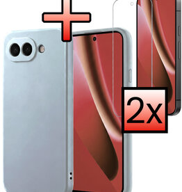 NoXx NoXx Google Pixel 10a Hoesje Siliconen Met 2x Screenprotector - Lichtblauw