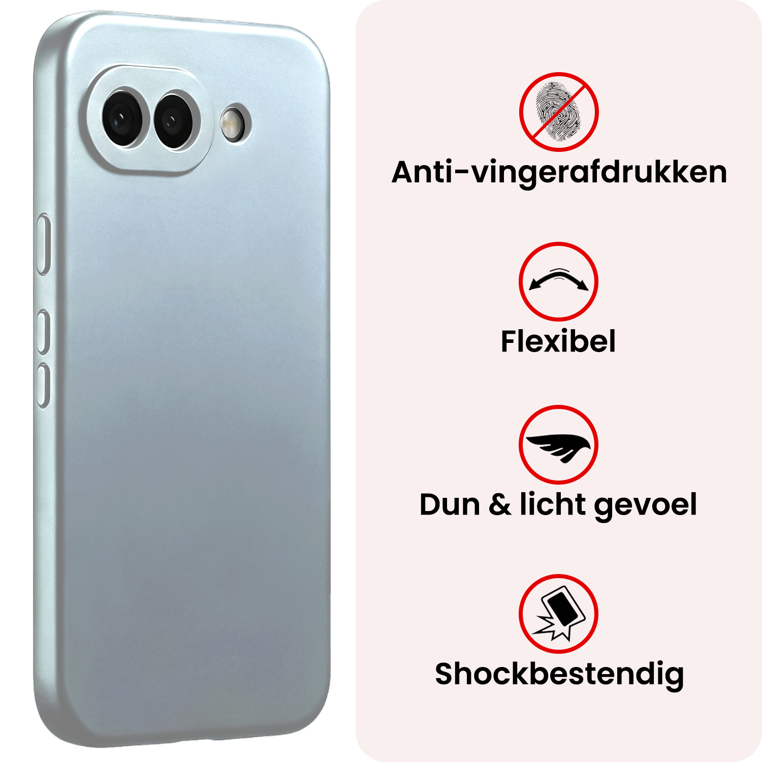 NoXx NoXx Google Pixel 10a Hoesje Siliconen Met 2x Screenprotector - Lichtblauw
