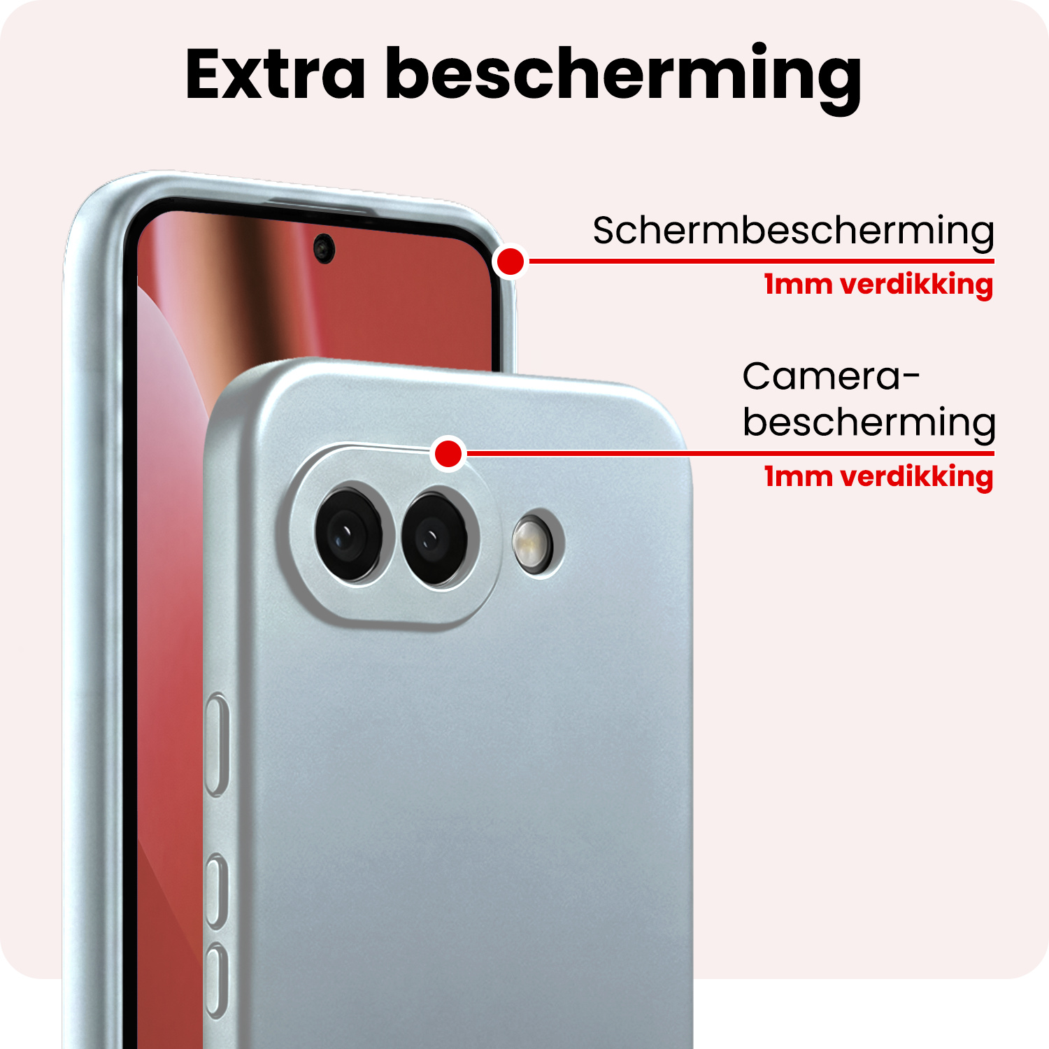 NoXx NoXx Google Pixel 10a Hoesje Siliconen Met 2x Screenprotector - Lichtblauw