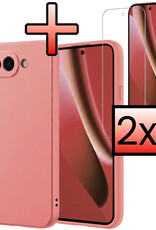 NoXx NoXx Google Pixel 10a Hoesje Siliconen Met 2x Screenprotector - Lichtroze