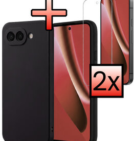 NoXx NoXx Google Pixel 10a Hoesje Siliconen Met 2x Screenprotector - Zwart