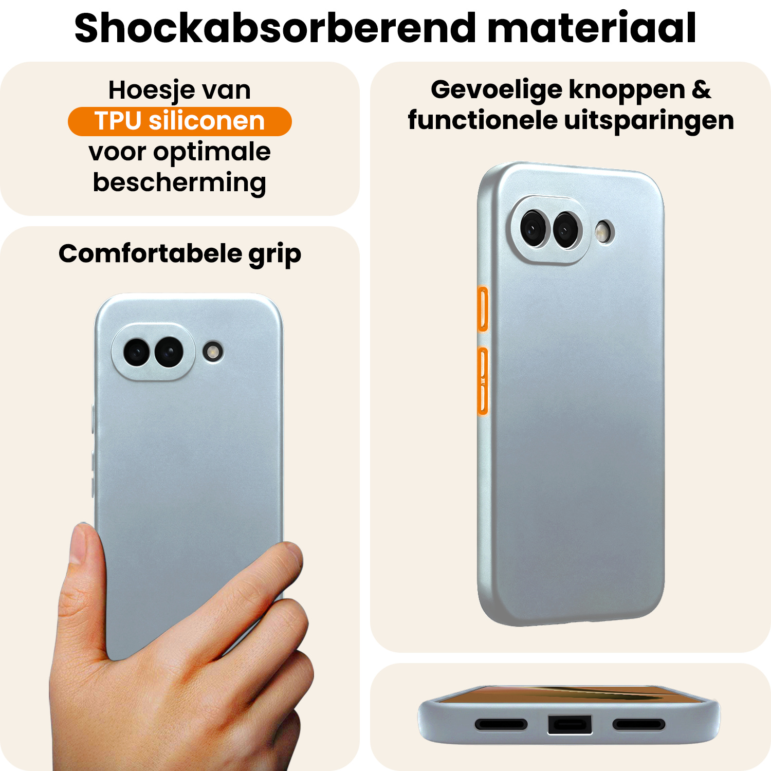 Nomfy Nomfy Google Pixel 10a Hoesje Siliconen - Lichtblauw - 2 PACK