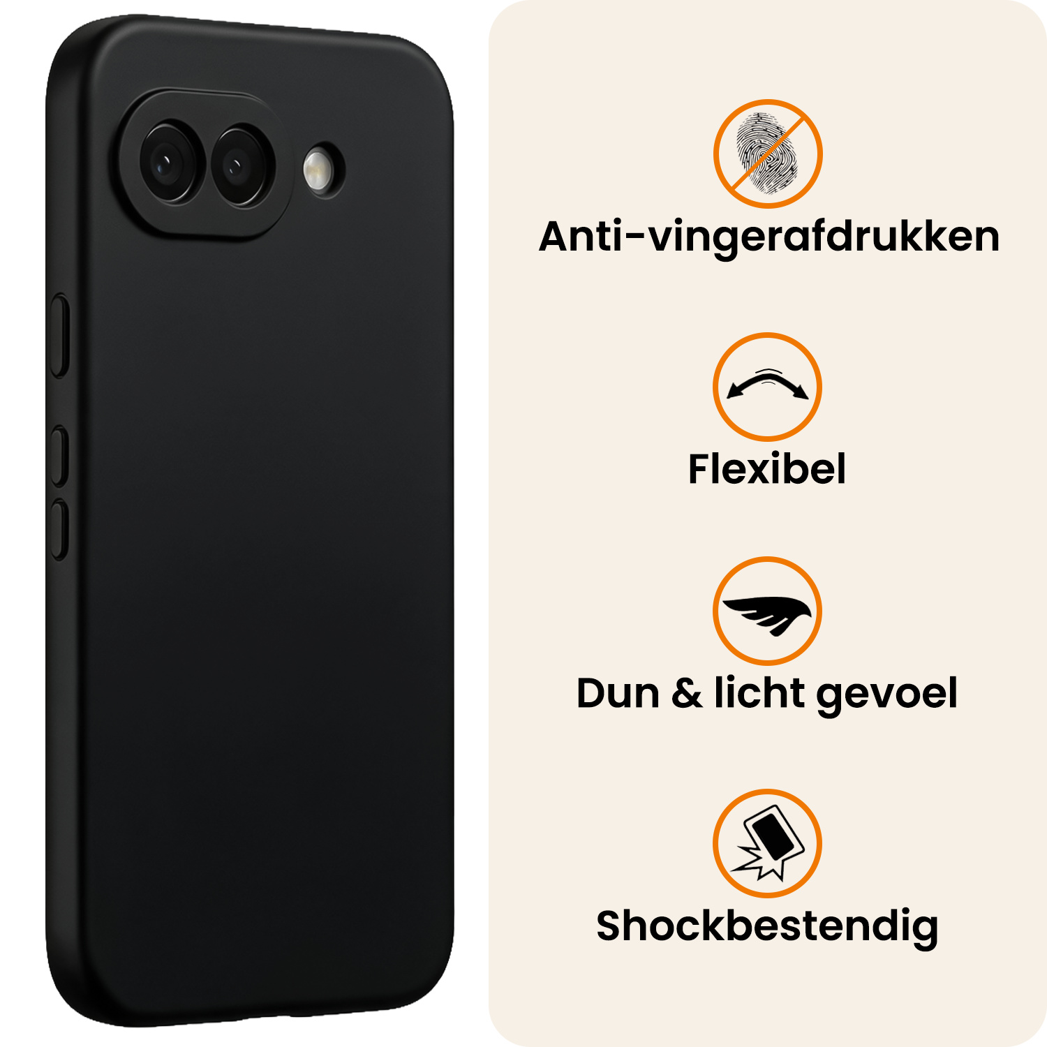 Nomfy Nomfy Google Pixel 10a Hoesje Siliconen - Zwart - 2 PACK