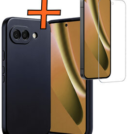 Nomfy Nomfy Google Pixel 10a Hoesje Siliconen Met Screenprotector - Donkerblauw