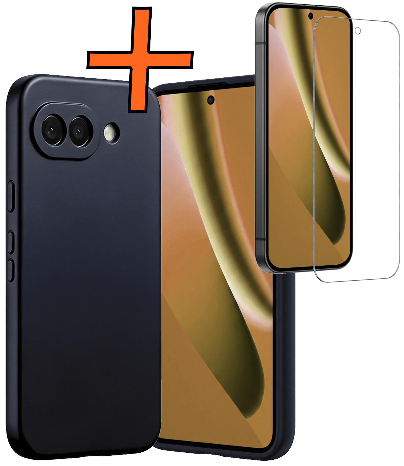 Nomfy Nomfy Google Pixel 10a Hoesje Siliconen Met Screenprotector - Donkerblauw