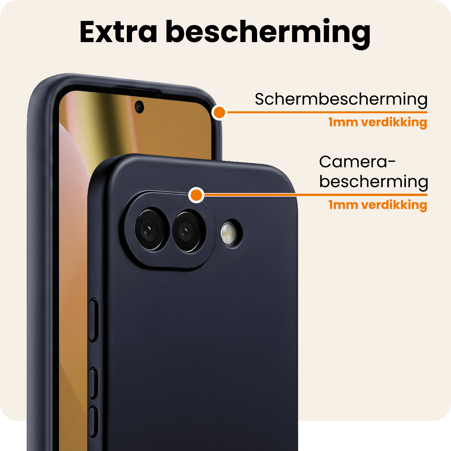 Nomfy Nomfy Google Pixel 10a Hoesje Siliconen Met Screenprotector - Donkerblauw