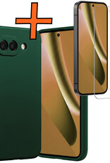 Nomfy Nomfy Google Pixel 10a Hoesje Siliconen Met Screenprotector - Donkergroen