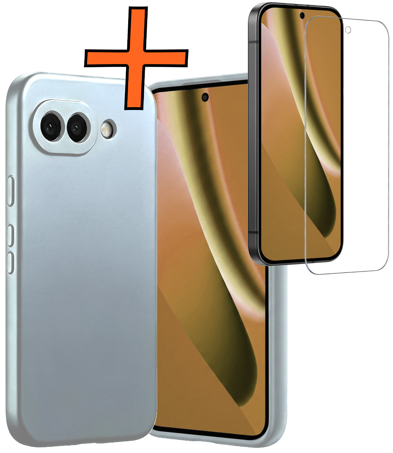 Nomfy Nomfy Google Pixel 10a Hoesje Siliconen Met Screenprotector - Lichtblauw