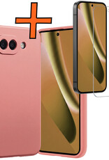 Nomfy Nomfy Google Pixel 10a Hoesje Siliconen Met Screenprotector - Lichtroze