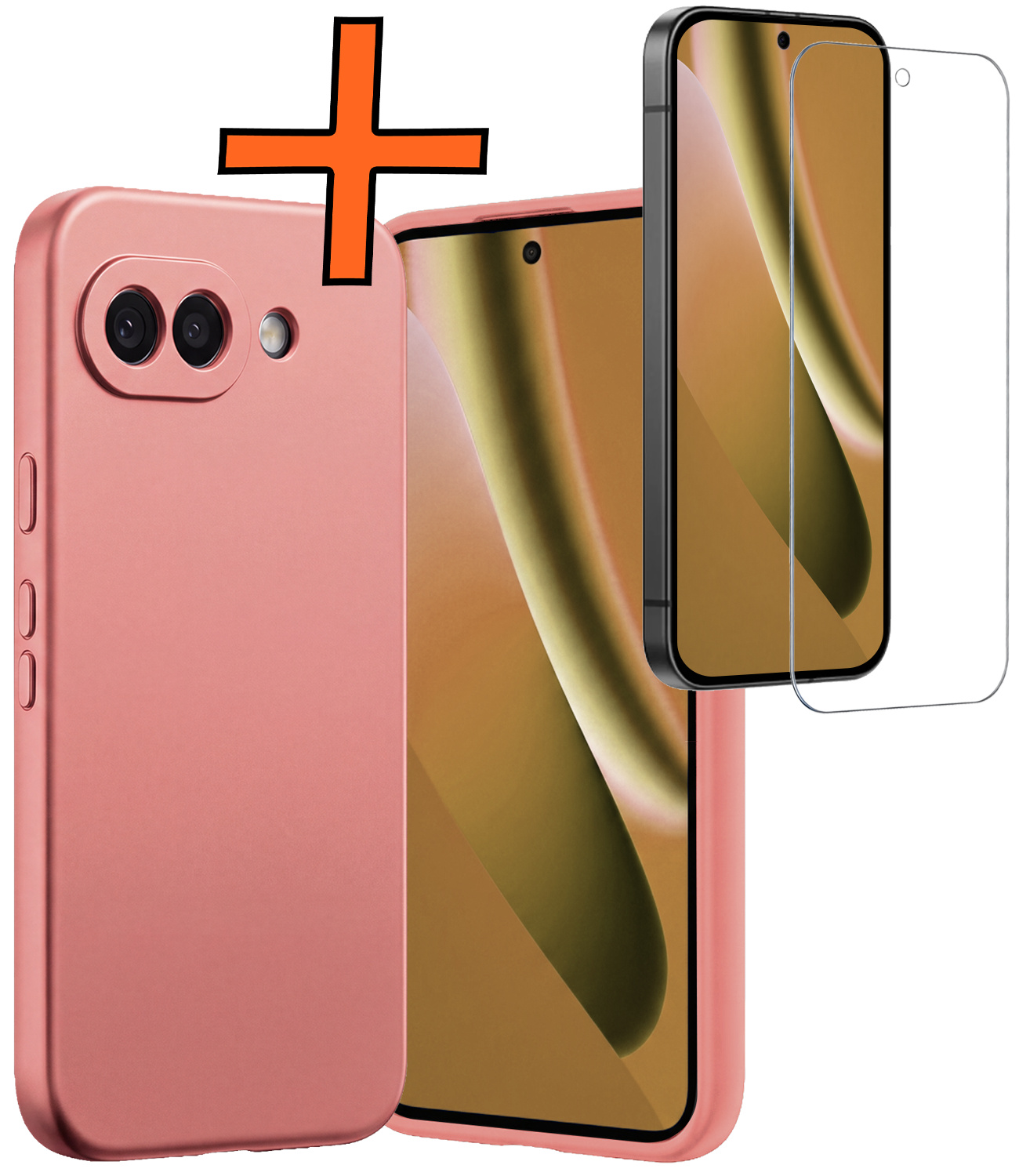 Nomfy Nomfy Google Pixel 10a Hoesje Siliconen Met Screenprotector - Lichtroze