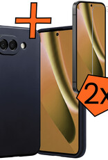 Nomfy Nomfy Google Pixel 10a Hoesje Siliconen Met 2x Screenprotector - Donkerblauw