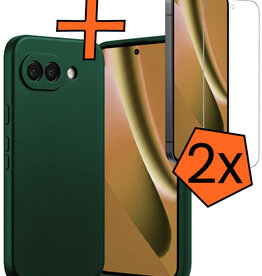 Nomfy Nomfy Google Pixel 10a Hoesje Siliconen Met 2x Screenprotector - Donkergroen