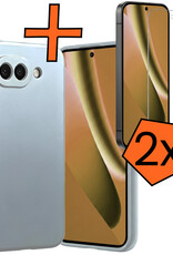 Nomfy Nomfy Google Pixel 10a Hoesje Siliconen Met 2x Screenprotector - Lichtblauw