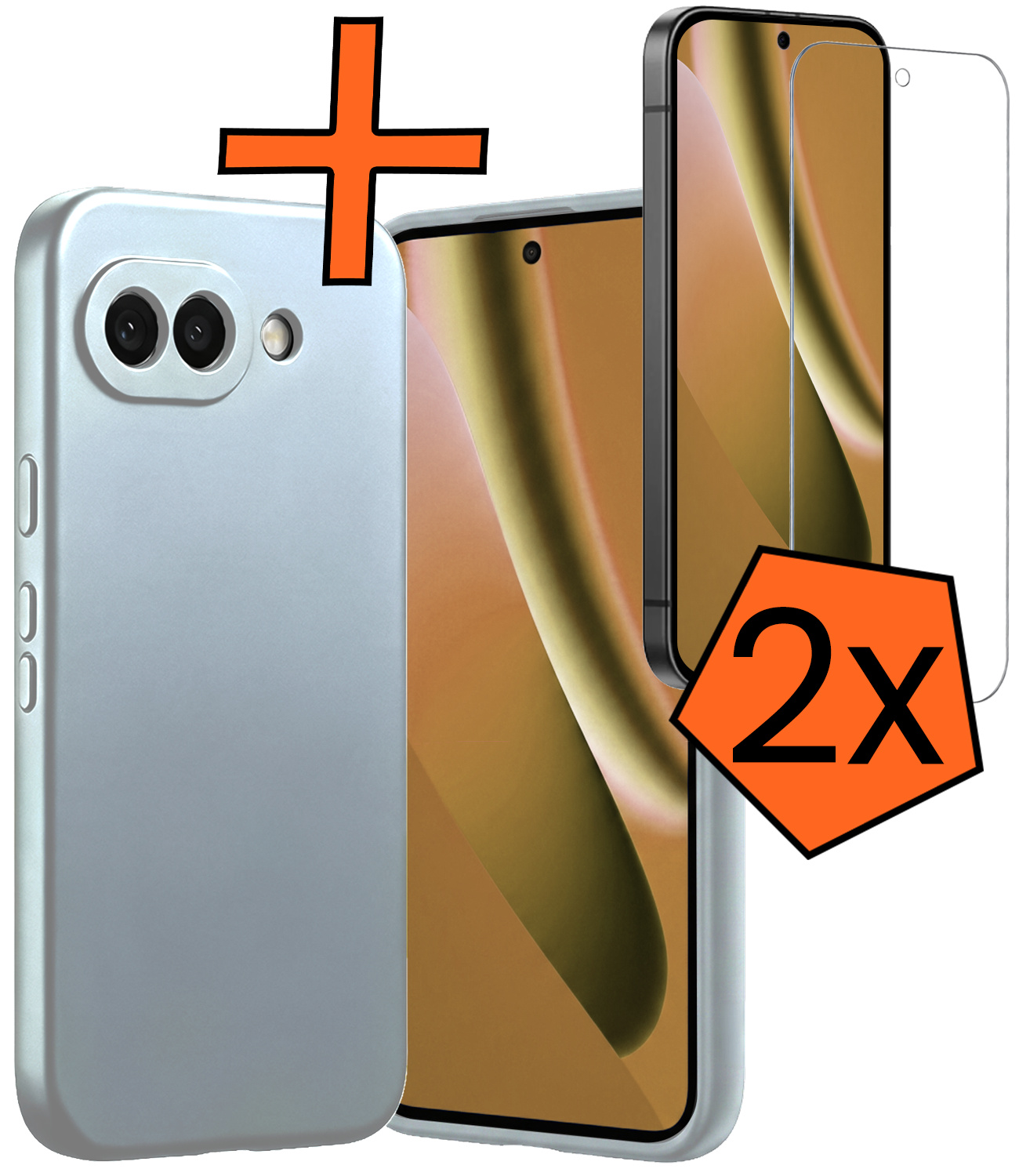 Nomfy Nomfy Google Pixel 10a Hoesje Siliconen Met 2x Screenprotector - Lichtblauw