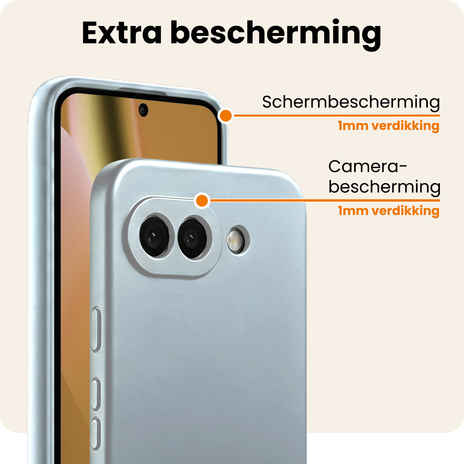 Nomfy Nomfy Google Pixel 10a Hoesje Siliconen Met 2x Screenprotector - Lichtblauw