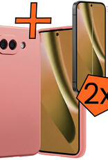 Nomfy Nomfy Google Pixel 10a Hoesje Siliconen Met 2x Screenprotector - Lichtroze