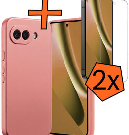 Nomfy Nomfy Google Pixel 10a Hoesje Siliconen Met 2x Screenprotector - Lichtroze