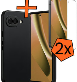 Nomfy Nomfy Google Pixel 10a Hoesje Siliconen Met 2x Screenprotector - Zwart