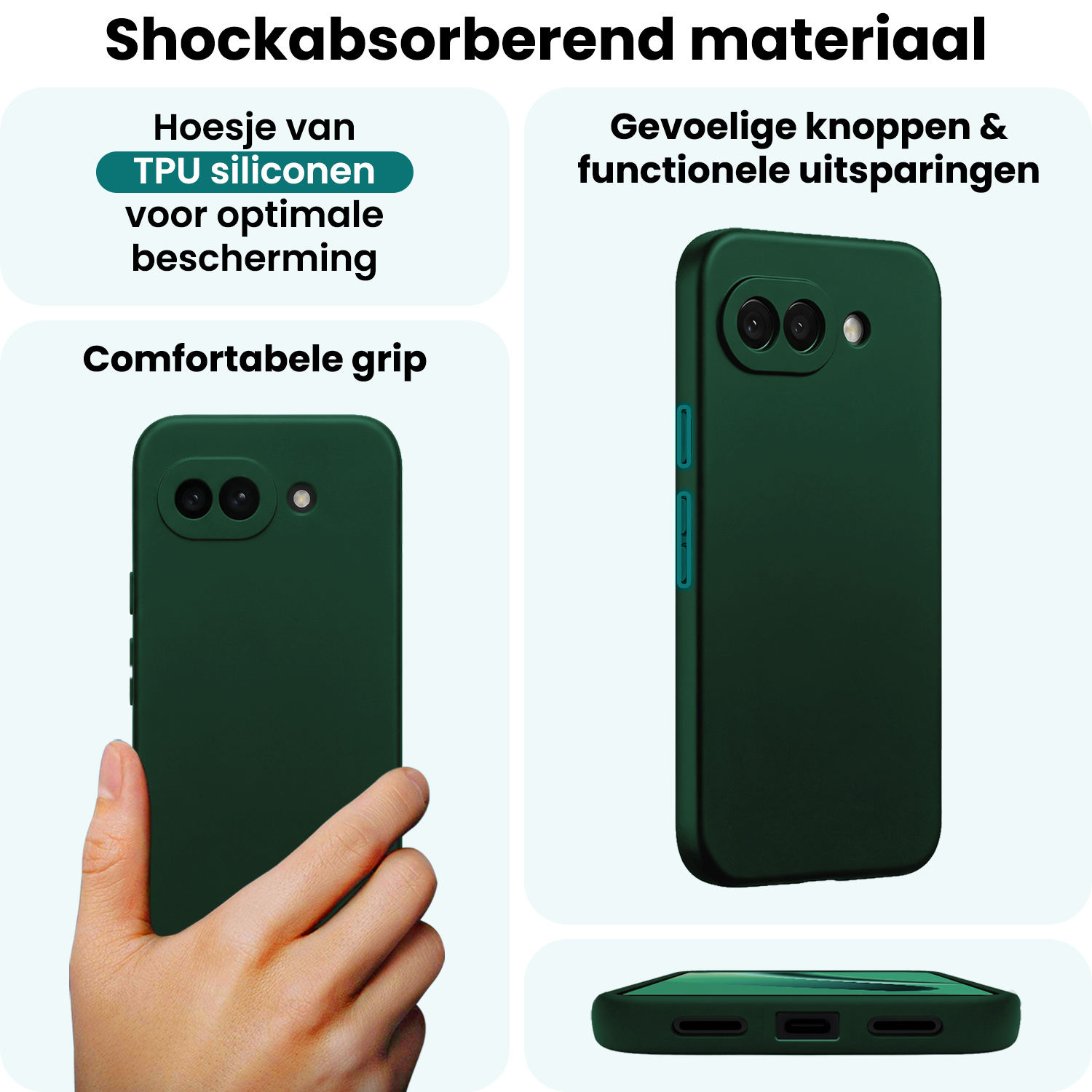 Forterra Forterra Google Pixel 10a Hoesje Siliconen - Donkergroen