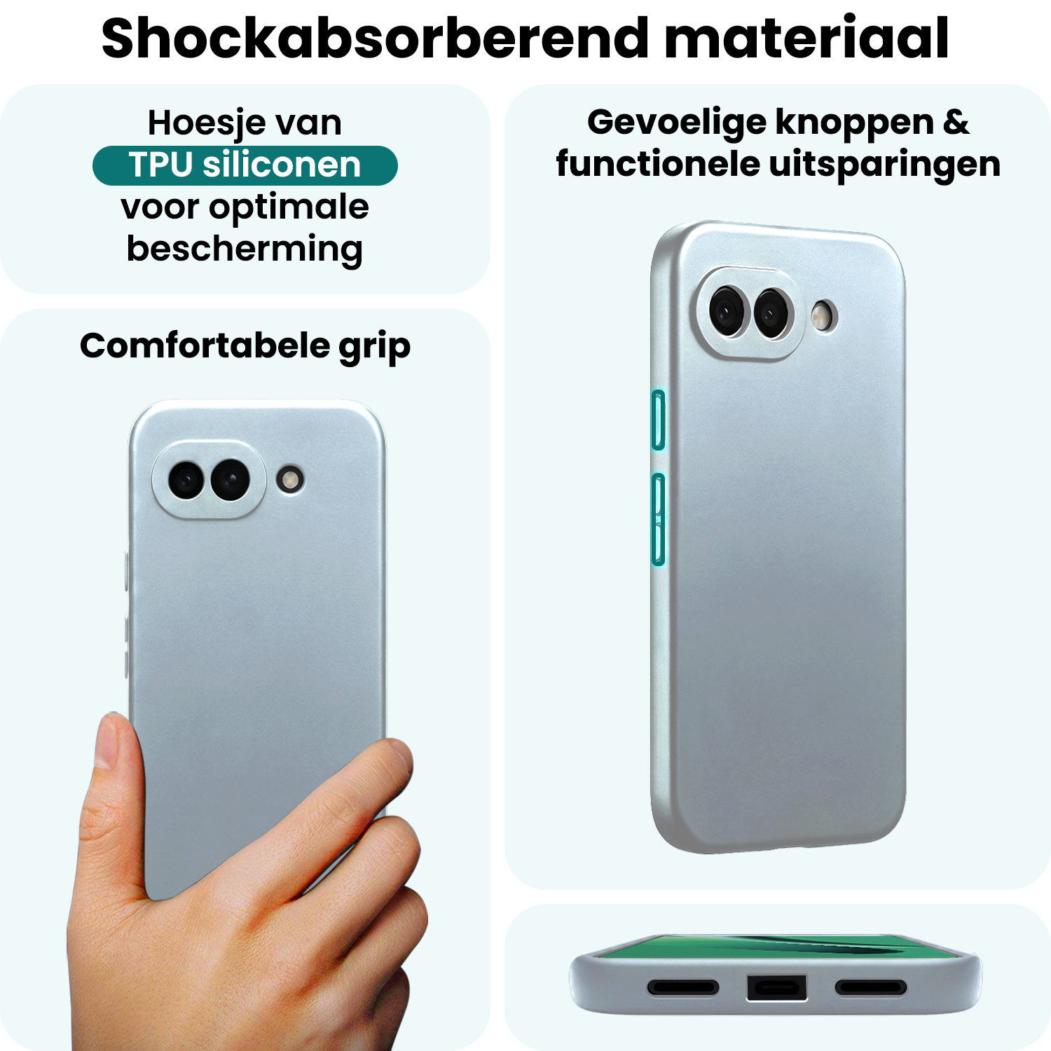 Forterra Forterra Google Pixel 10a Hoesje Siliconen - Lichtblauw