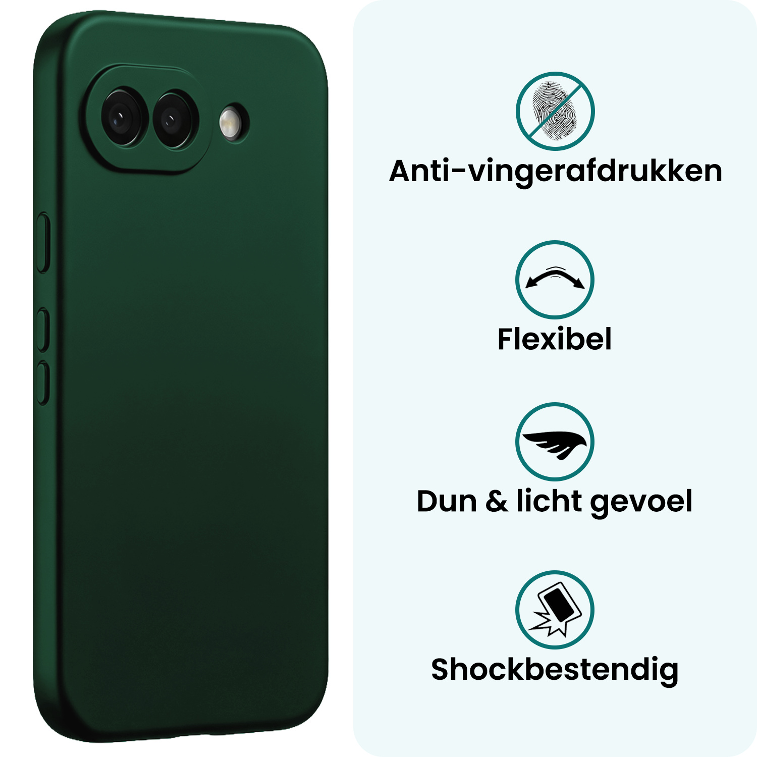 Forterra Forterra Google Pixel 10a Hoesje Siliconen - Donkergroen - 2 PACK
