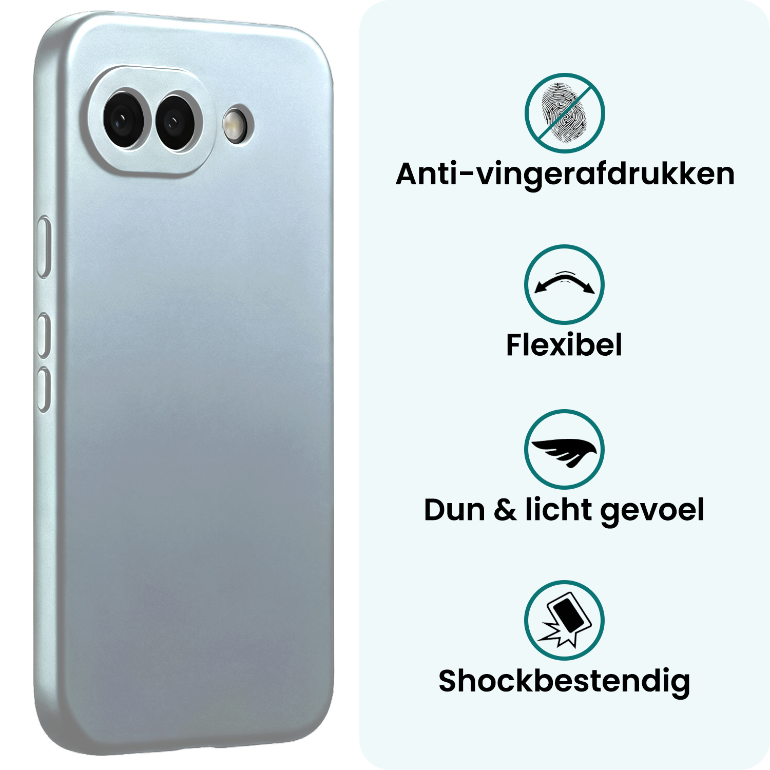 Forterra Forterra Google Pixel 10a Hoesje Siliconen - Lichtblauw - 2 PACK