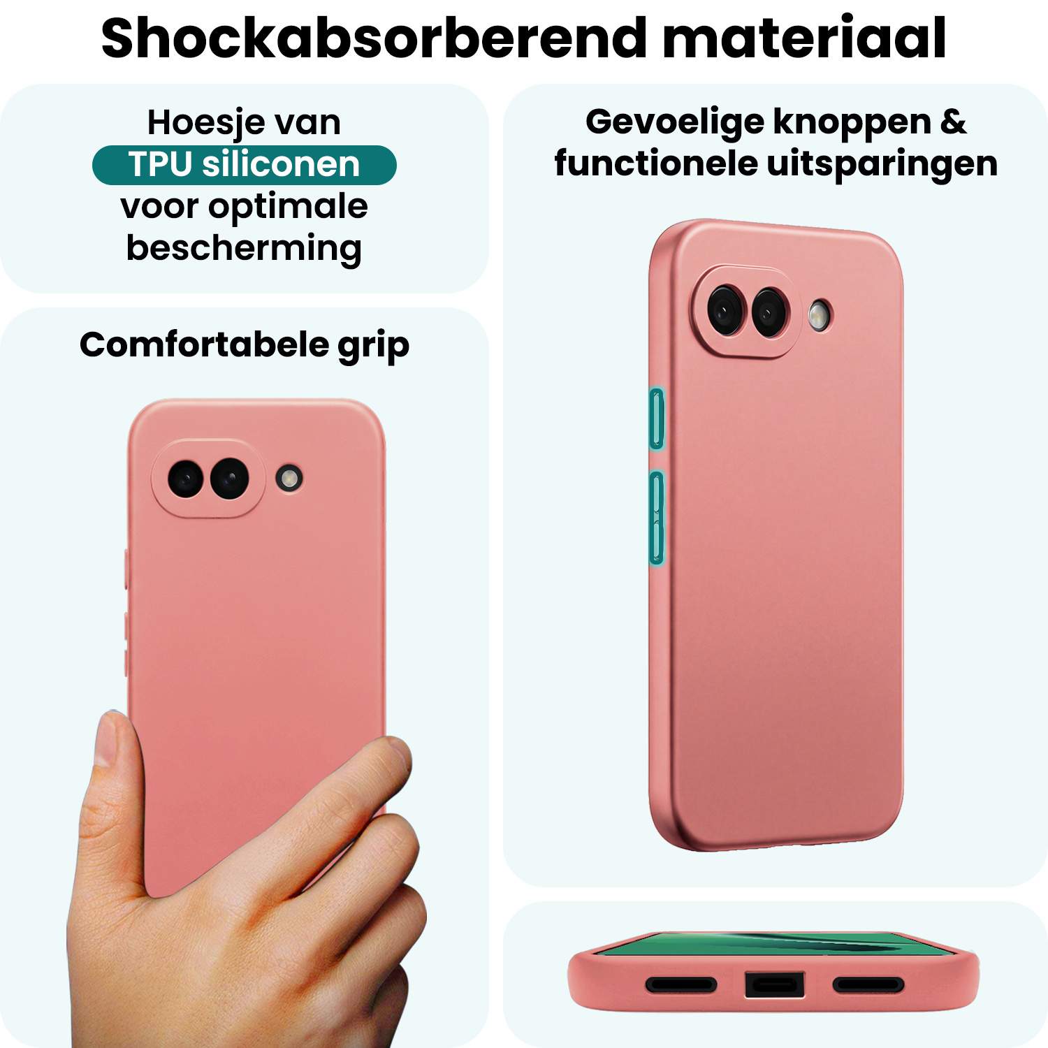 Forterra Forterra Google Pixel 10a Hoesje Siliconen - Lichtroze - 2 PACK