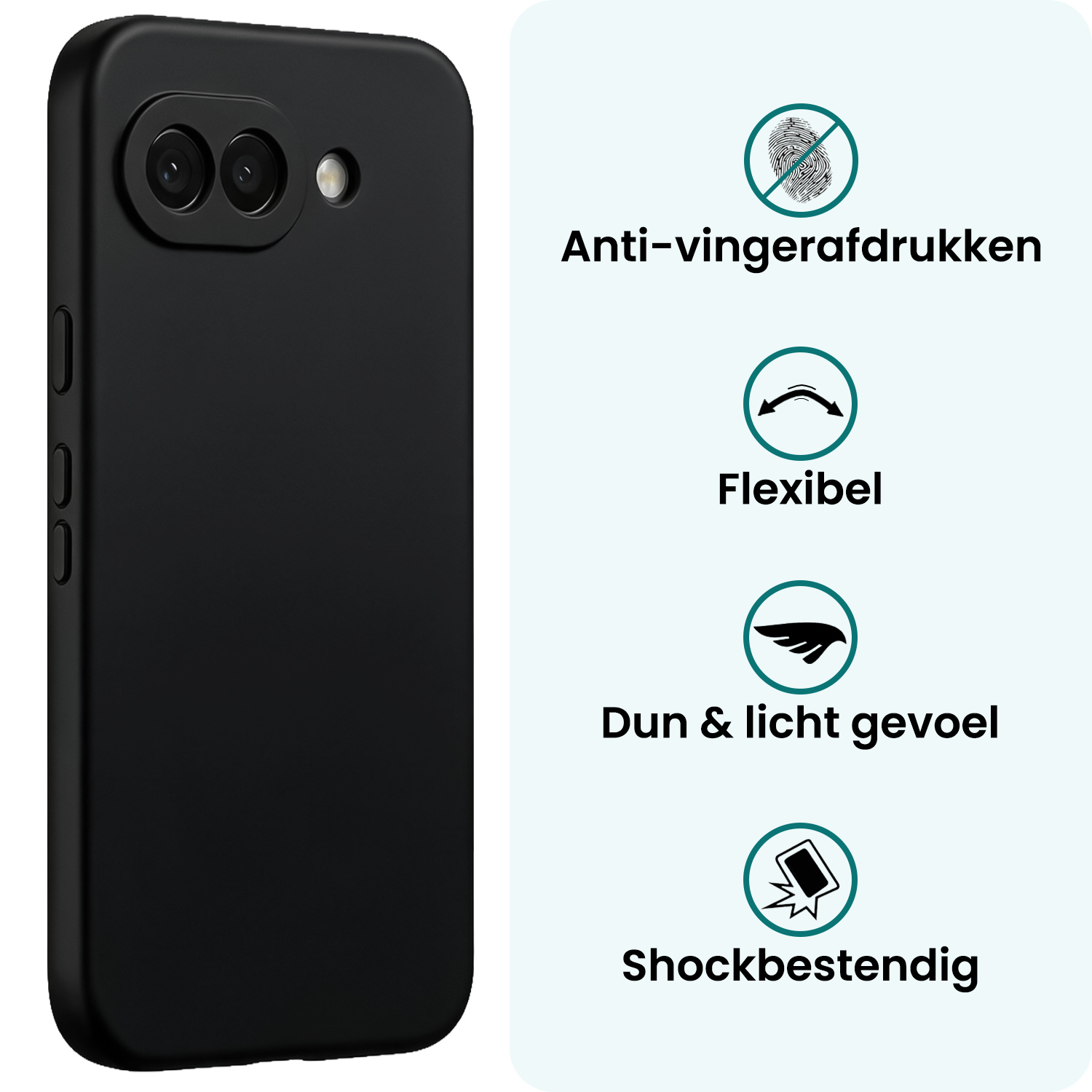 Forterra Forterra Google Pixel 10a Hoesje Siliconen - Zwart - 2 PACK