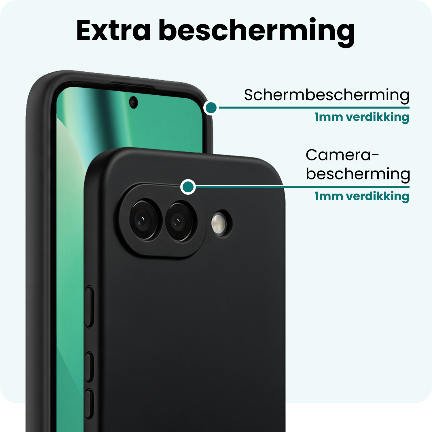 Forterra Forterra Google Pixel 10a Hoesje Siliconen - Zwart - 2 PACK