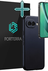 Forterra Forterra Google Pixel 10a Hoesje Siliconen Met Screenprotector - Donkerblauw
