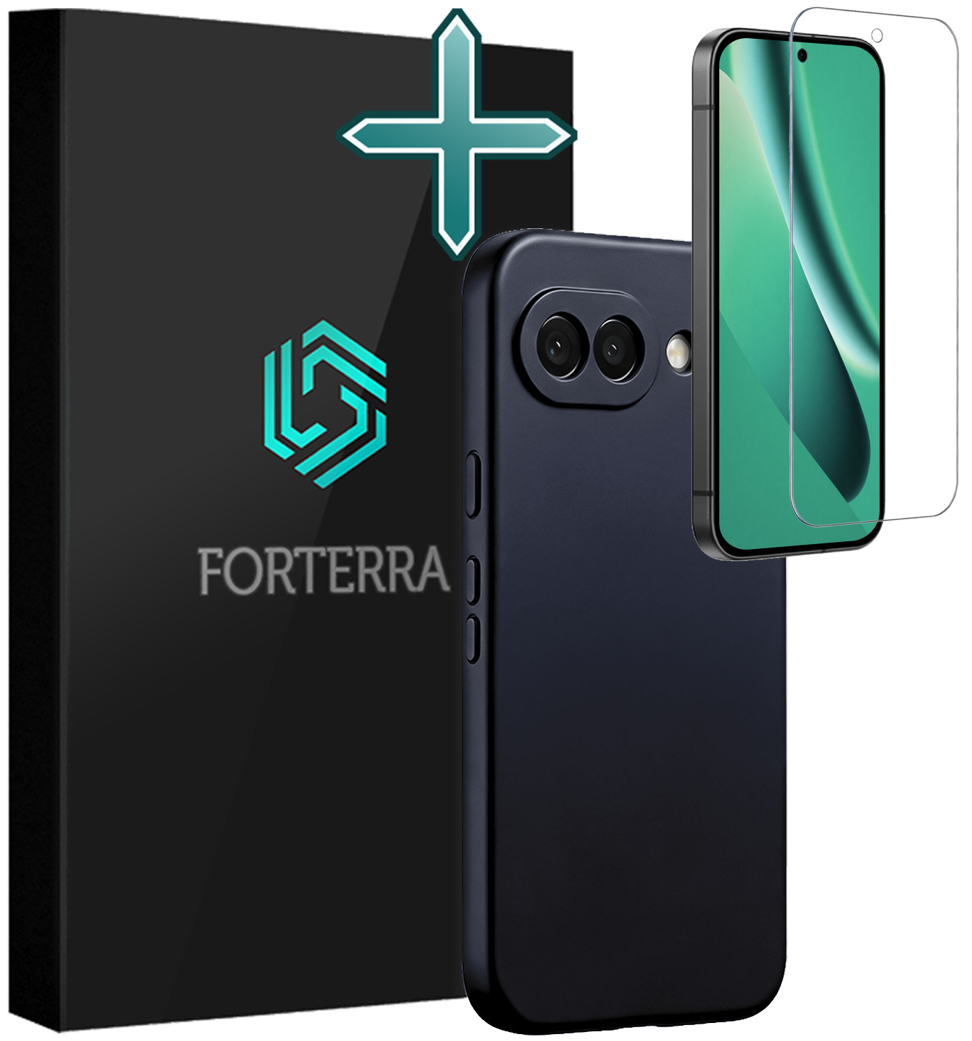Forterra Forterra Google Pixel 10a Hoesje Siliconen Met Screenprotector - Donkerblauw