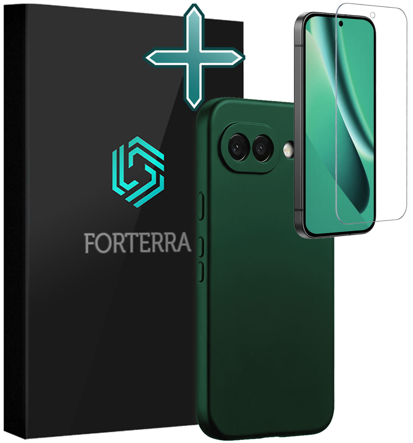 Forterra Forterra Google Pixel 10a Hoesje Siliconen Met Screenprotector - Donkergroen
